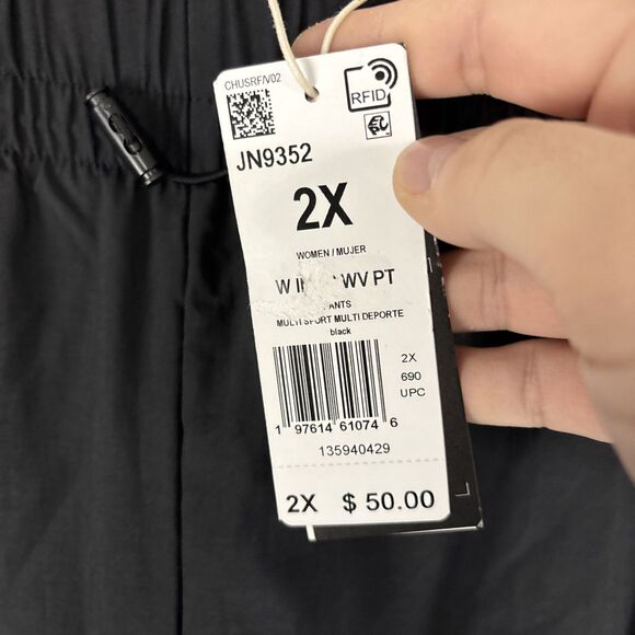 adidas Womens Plus Sz Pants Baggy Wide Leg 2X Size 3-Stripe Trim Woven Track NWT - Picture 4 of 5